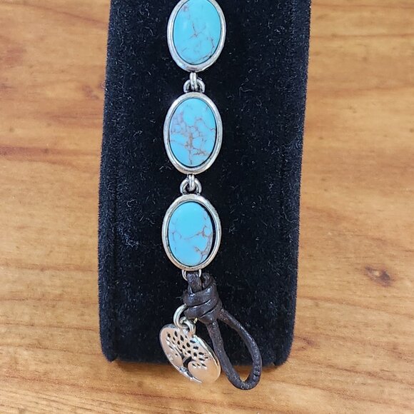 Womens Fossil Turquoise & Silver Bracelet 7" - Picture 3 of 4